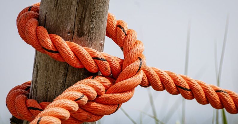 Knots - Orange Rope Wrapped Brown Wood Log