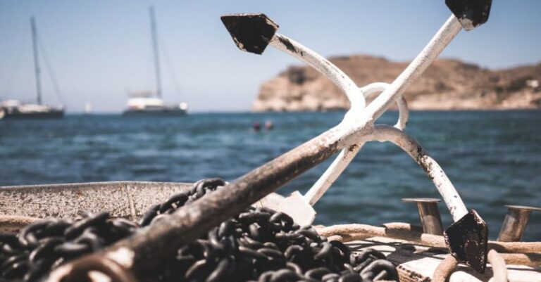 Anchor - White and Black Anchor With Chain at Daytime